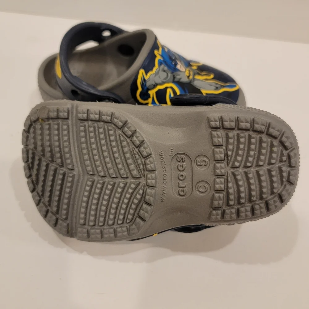 Rare Crocs Batman Superhero Sandals | Infant Size C5 | Blue, Yellow, Size 5 Baby